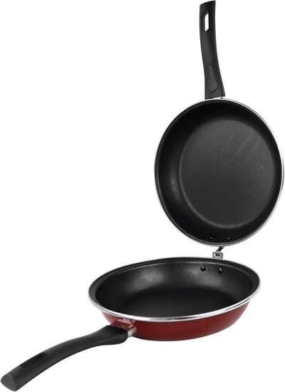 Dubbele Koekenpan voor Omelet en Tortilla - Geschikt voor Inductie en Vaatwasser - Rood