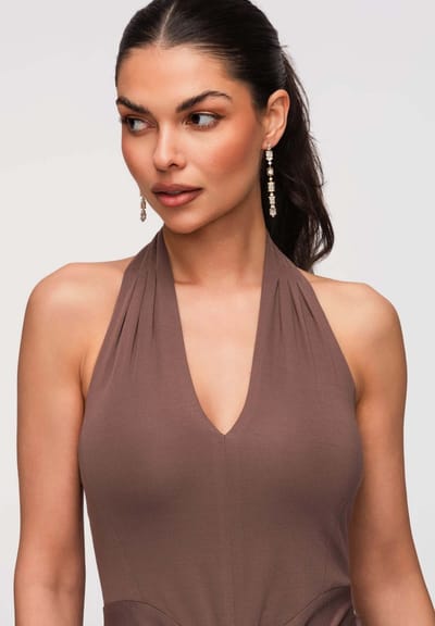 LARICA Jurk - Polyamide - Mouwloos - Rits Bruin XL