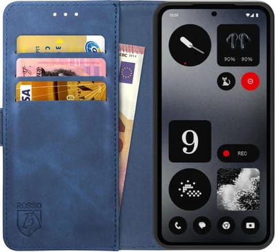 Rosso Element Geschikt voor Nothing CMF Phone 1 | Wallet Book Case | Portemonnee Hoesje | 3 Pasjes | Magneetsluiting | Stand Functie | Blauw