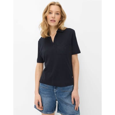Brax Dames Poloshirt  Style CLIA S navy, donkerblauw, maat 36