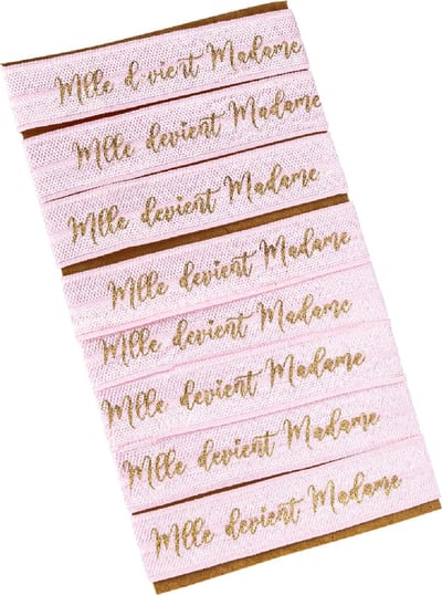 ARTYFETES - 8 Armbanden Mlle wordt madame roze en goud