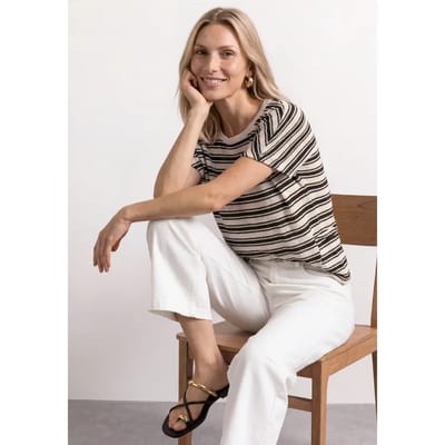 Shirt met gebreide look en ronde hals