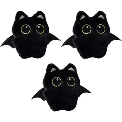 Porte-clés Peluche Chat Noir Aile de Fantôme Mignon Chaton Porte-clés Jouet en Peluche Pendentif Beaux Accessoires de Sac à Dos Kawaii Pendentif de Sac black