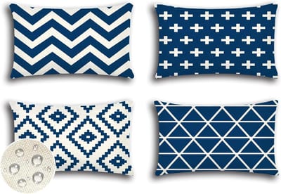 Kussenhoezen Set - Decoratieve Hoezen - Buiten Decoratie - Waterdicht Materiaal - 30x50 cm - Donkerblauw