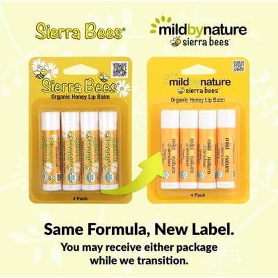 Mild By Nature, Sierra Bees™, Biologische Lippenbalsem, Honing, 4 Stuks, 4,25g (0,15 oz) Elk yellow