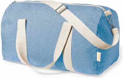 Reistas Nature - 49x26x24 cm - retro blauw/naturel - weekendtas - sporttas