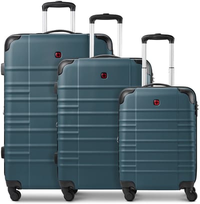 Wenger Amplar Evo 4 wielen Kofferset 3-delig met uitbreidingsplooi - Harde bagage - Combinatieslot - petrol