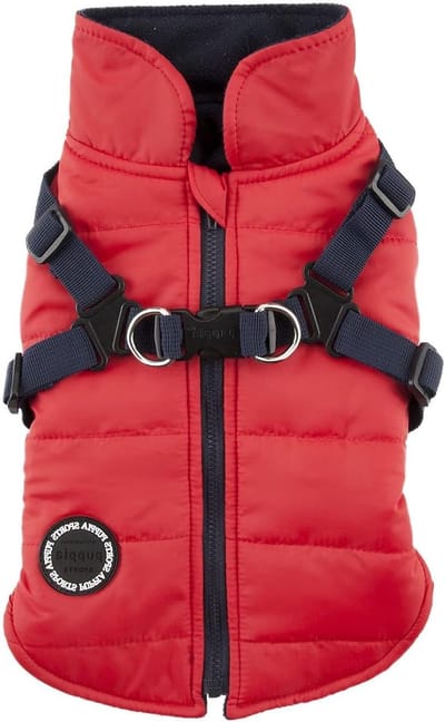 Wintervest Hond - Hondenjas Tuigje - Warm en Droog - Geïntegreerd Harnas - Maat S - Rood