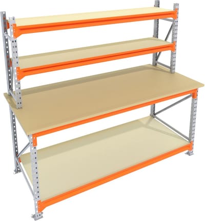 Multi Profiel - Werkbank vast GALVA - Met dubbele opbouw - 92x170x100 (HxBxD) - Gegalvaniseerd - Inpaktafel - Professioneel Voor schuur of magazijn!