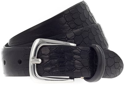 b.belt Leren riem Charlisa Silver Belt W105 Black zwart