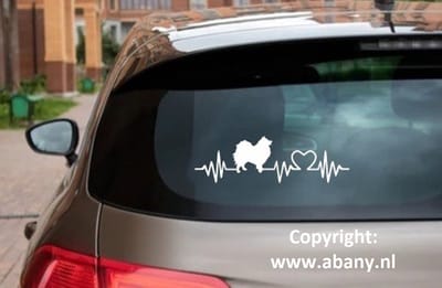 Keeshond 3 x – autosticker - sticker voor raam auto deur muur laptop - heartbeat - rashondensticker - hondenlijn – hondenriem - Doglove - Abany quality design