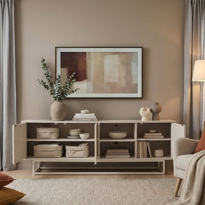 Commode Boxholm 160x30x57 cm havermout [en.casa]