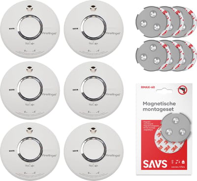 FireAngel ST-622 Rookmelderset + magnetische montagesets 6-pack - 10 jaar batterij