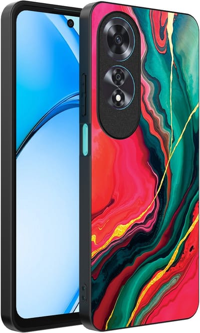 Smartphonica Telefoonhoesje Geschikt voor Oppo A60 met Rood Groen Marmer Opdruk - TPU Backcover Case Red Green Marble Design geschikt voor Oppo A60