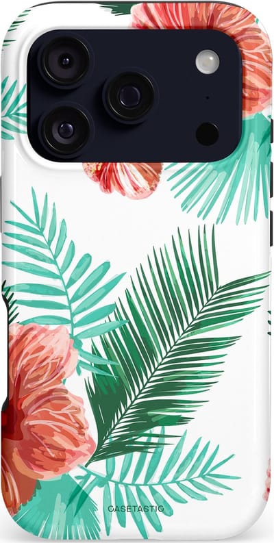 Casetastic hoesje geschikt voor Apple iPhone 17 Pro - MagSafe - Dubbellaagse bescherming - Exotisch Roze Flora - Fashion Case - Wit Mintgroen Koraal Terracotta