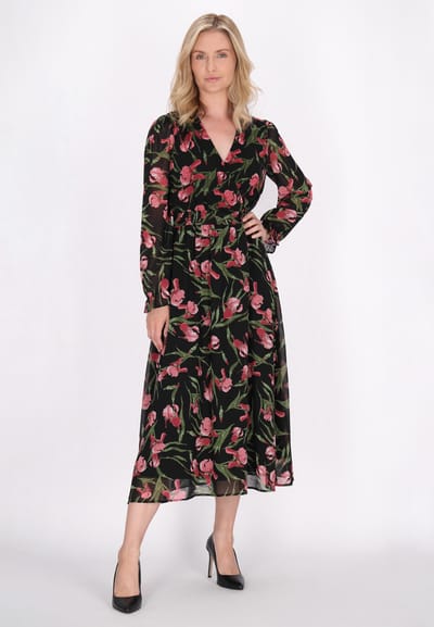 usha Jurk Dames Zwart Veelkleurig