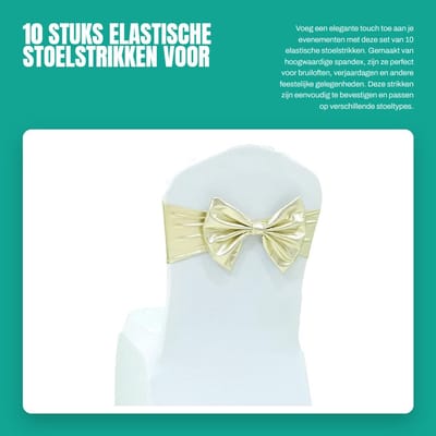 Dailygoods- Stoel Sjerpen 10 Stks - Elastische Stretch Bands - Spandex Ceintuurs - Bruiloften/Verjaardag - Feestdecoratie - Hoogwaardige Kwaliteit - Stoelsjerp