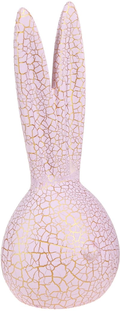 Konijnenkop decoratie Pasen roze goud craquelé 10x11x28cm