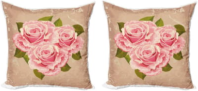 ABAKUHAUS roze kussenhoes – 2x40x40 cm, dubbelzijdig digitaal bedrukt, rits