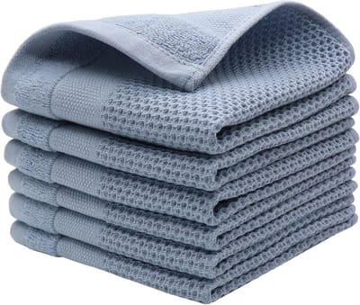 Zachte en Absorberende Katoenen Keuken Schoteldoeken - 6 Stuks - 32 x 32 Inch (Blauw)