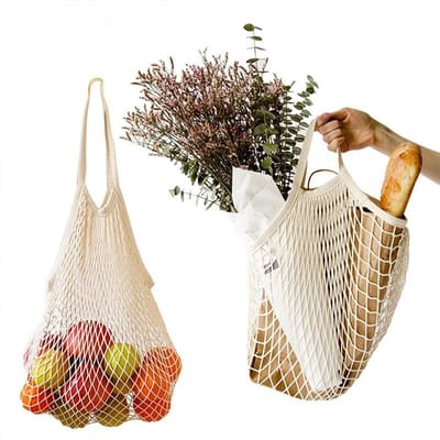 Dailygoods- Boodschappentas Opvouwbaar - Netstof Boodschappentas - Groenten/Fruit Tas - Opbergtas - Stevige Boodschappentas - 35 x 35 x 25 cm - Nettas