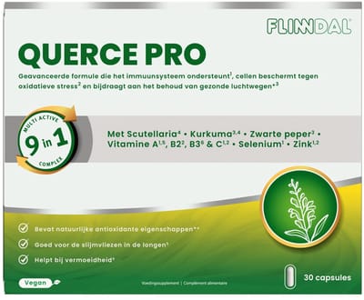 Flinndal Querce Pro - Hoog gedoseerde Quercetine – Curcumine & Zwarte Peper ter ondersteuning van de luchtwegen* - 30 capsules