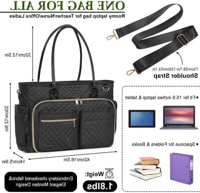 Dames Laptoptas 15.6 Inch, Waterdichte Grote Notebook Bag met Laptopcompartiment, Ideaal voor Werk en Onderwijs