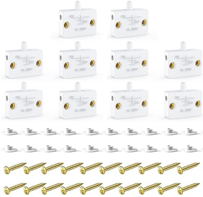 Dailygoods - Kast Deurschakelaar - 10 Stuks - Touch Switch 250V 1A - Eenvoudige installatie - Geschikt voor verlichting - Strak design - Wit