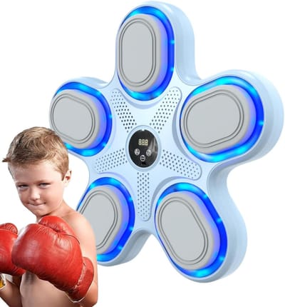 Muziek Boksmachine - Bokstrainer Wand - Thuis Sporten - Met Led Licht - 39x38cm - Blauw