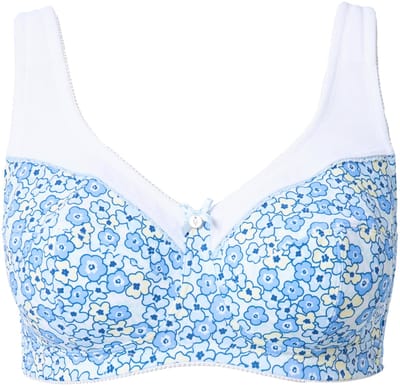 Ulla Popken - Dames - Steunbeha bloemen zonder beugels - Blauw - Maat 95C