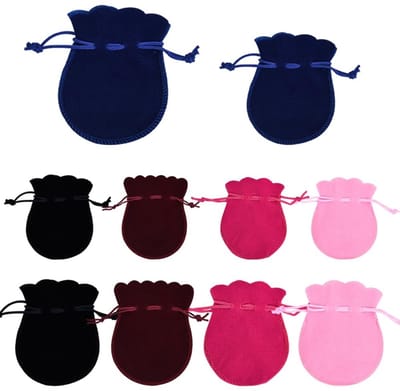 Dailygoods- Sieradenzakje 10 Stuks - Kleine Trekkoord Zakken - Fluwelen Tassen - Bruiloft/Feest - Effen Kleur - Afmetingen 7x9 cm/9x12 cm - Pouch