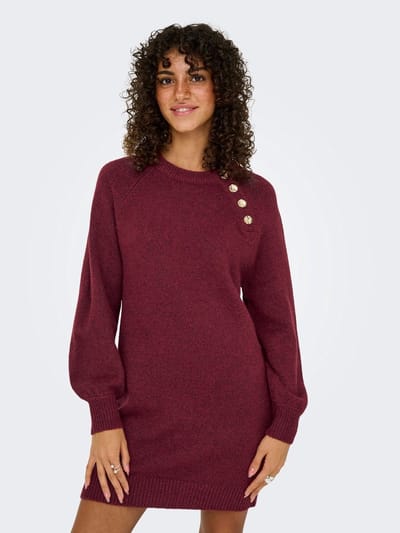 ONLY - ONLEMMA LIFE LS BUTTON ONEC DRESS CC KNT - Dames - Mini jurken