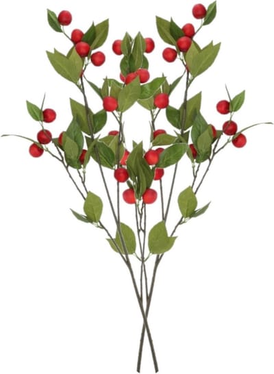 DK Design Kunstbloem fruit tak met appels - 2x - 90 cm - rood - Kunst zijdebloemen