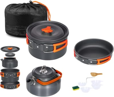Opvouwbare camping kookset voor 2-3 personen