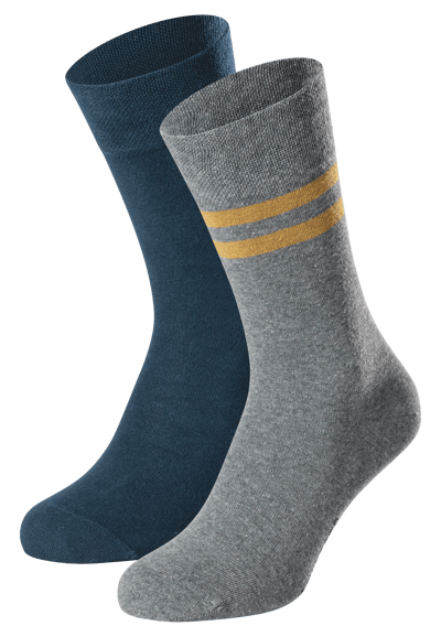 Herensokken, set van 2, blauw/grijs gestreept - Fashion 39/42