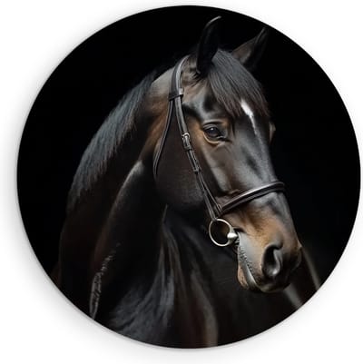 Saammp Muurcirkel Hout - Kunst - Paard - Dieren - Portret - Ø 90 - Wandcirkel - Wanddecoratie Cirkel - muurdecoratie Woonkamer - Slaapkamer decoratie - Rond Schilderij