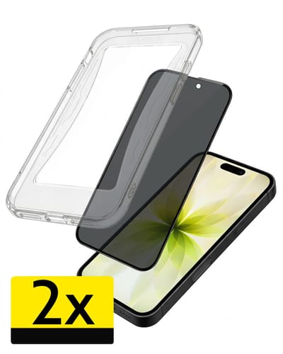 Anti-Spy Screenprotector - Geschikt voor Apple iPhone 17 - 2 Stuks - Met Installatie Kit - Flexibel Glas - Privacy Beschermglas - Tempered Glass - Screen Protector
