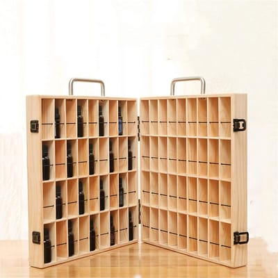 Houten Opbergdoos voor Essentiële Olie met 72 Slots - Ruimtebesparende Oplossing voor 25 x 5ml of 10ml Flesjes, Ideaal voor Geuren en Aromatherapie