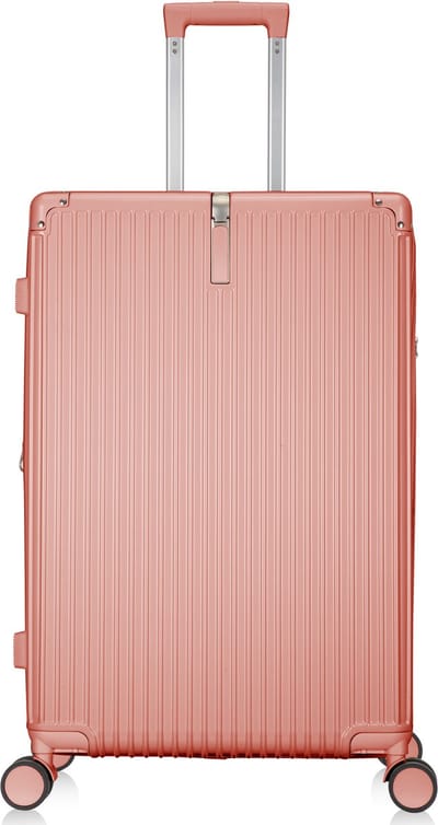 Kreta Reiskoffer L - 93L - 75x48x29,5 cm - Lichtgewicht & Uitbreidbaar - USB-Oplaadpoort, Cuphouder & TSA Slot - Perfect Voor Vliegtuig en Weekendtrips - Rose goud