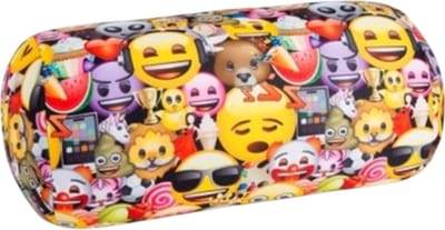 Kuschelmaxx Rolkussen - Sierkussen Rond Cilinder 17 x 33 cm - Emoji-design - Stevig en zacht - Mooie print - Gevuld met microgranulaat - Vormvast & Wasbaar - Ideaal voor op de bank, bed, auto of op reis - Inclusief Wasnet