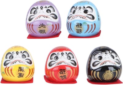 5 Stuks Bodhidharma Ornamenten Gelukscharms Gelukkige Kat Pop Daruma Feestdecoratie Japanse Papier-maché Poppen Kawaii Stijl Ceramiek