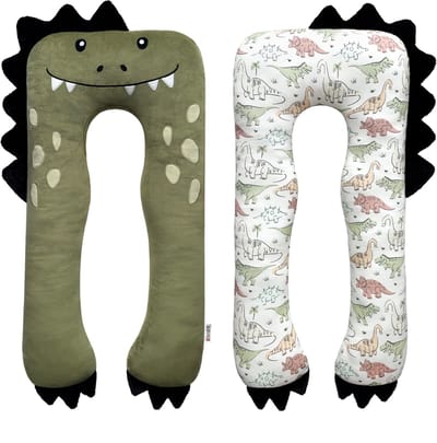 SNUZZY® Knuffel Dino - Zijslaapkussen - Body Pillow 120x60 cm - Lichaamskussen - Kinderkussen - Leeskussen - Zwangerschapskussen - Knuffelkussen - Wasbare Hoes