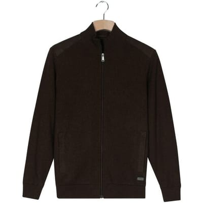 Baileys Vest Cotton Cashmere Lined Cardigan Zip Structure Knit Dark Brown / male