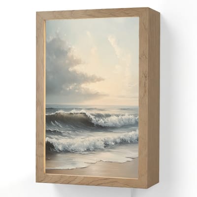 Wandlamp 20x30 cm - Oplaadbaar - Strand - Zee - Zonsondergang - Wandlampen binnen woonkamer - Slaapkamer lamp met kabel - Decoratieve nachtlamp - Vloerlamp snoer