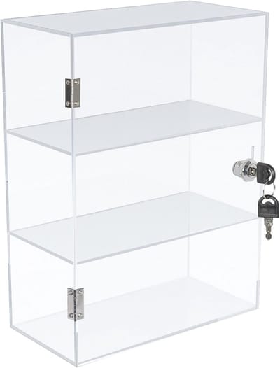 Acryl Vitrinekast met Slot en 3 Planken - Doorzichtige Verzamelaarsdisplay voor Aanrecht