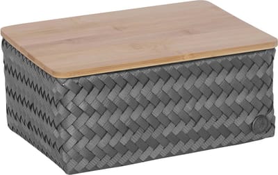 Handed By - Opbergmand met deksel - Mand - Opberger - Speelgoedmand - Woonkamer - Kinderkamer - Babykamer - Top Fit medium high - donkergrijs - dark grey
