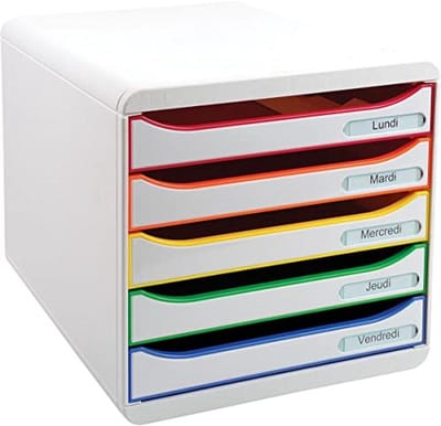 Ladebox voor Bureau - 5 Laden voor A4+ Documenten - Praktisch en Ruimtelijk - Witte Kleur