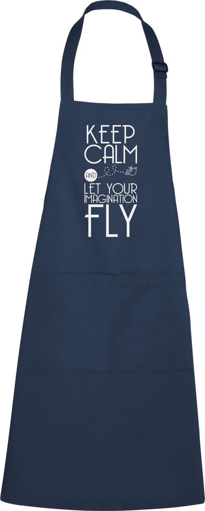 mijncadeautje - Luxe schort - Keep Calm - Let your imagination fly - blauw / navy