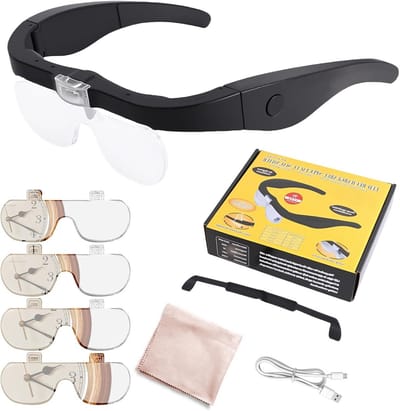 Vergrootglas met Licht en 4 Lenzen – Ideaal voor Lezen, Hobby, Modelbouw en Juwelierswerk