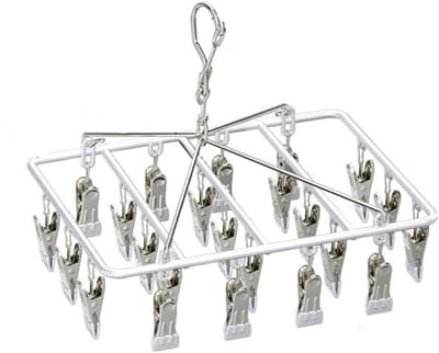 Droogrek van RVS met 23 Clips, Winddichte Haakjes voor Kleding, Sokken, Sjaals en Handschoenen